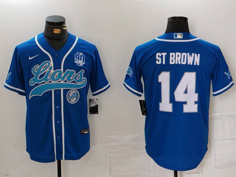 Men Detroit Lions 14 ST Brown Blue Second generation joint name 2024 Nike Limited NFL Jersey style 8155